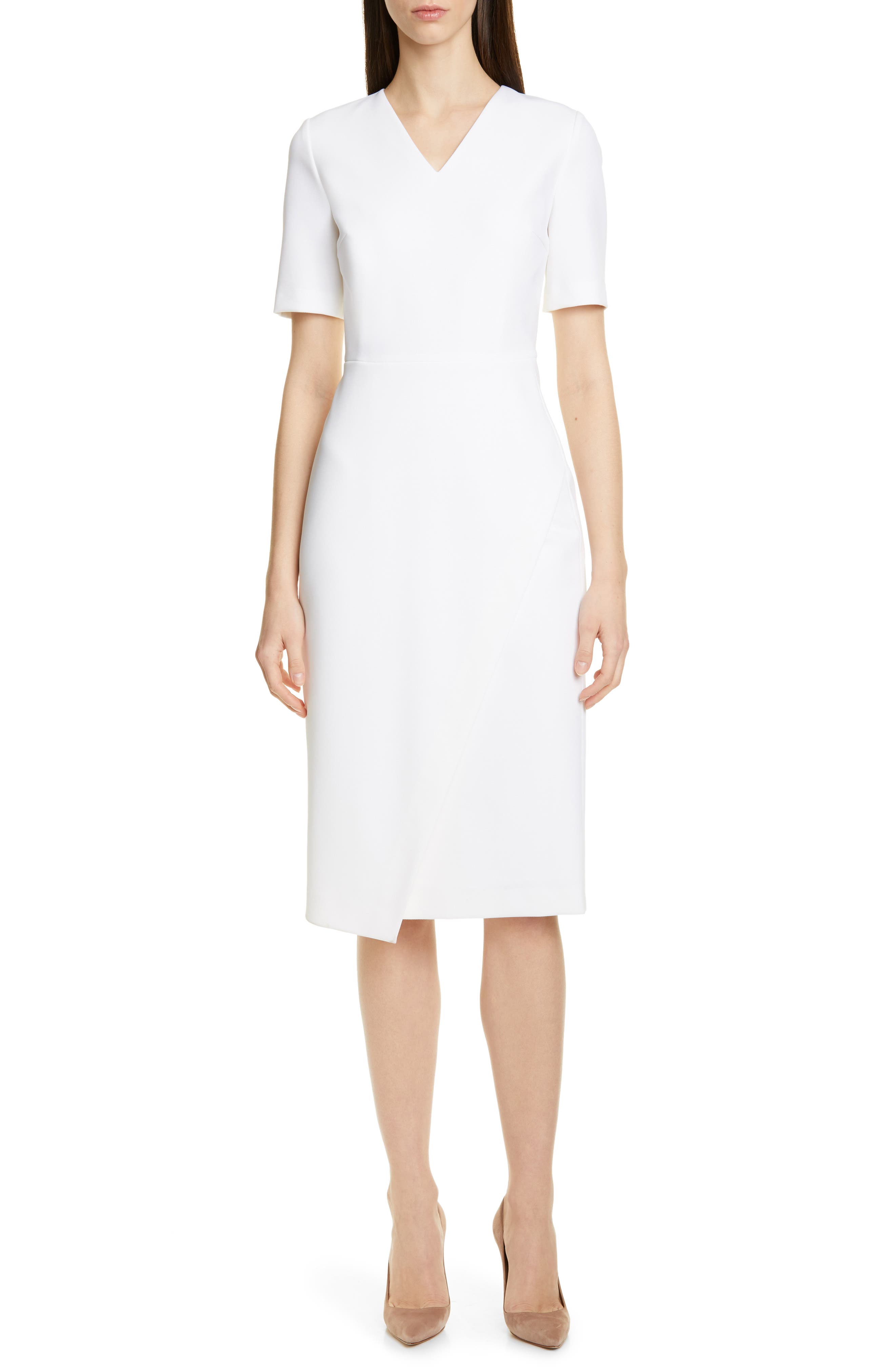 Boss Daissa Faux Wrap Sheath Dress, White