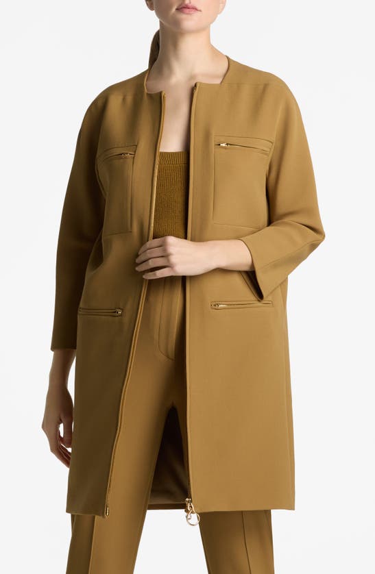 Shop St John St. John Collection Stretch Crepe Longline Jacket In Hazel