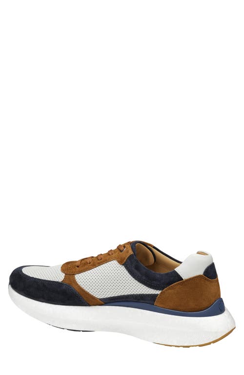 Johnston & Murphy Briley Perforated Sneaker In Navy Multi Suede/full Grain