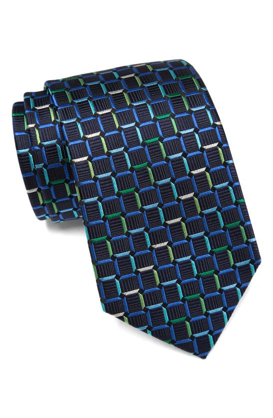 Duchamp Patterned Silk Tie In Blue