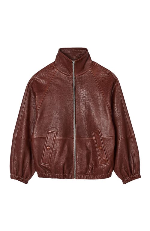 Sandro Jordan Leather Jacket In Bordeaux