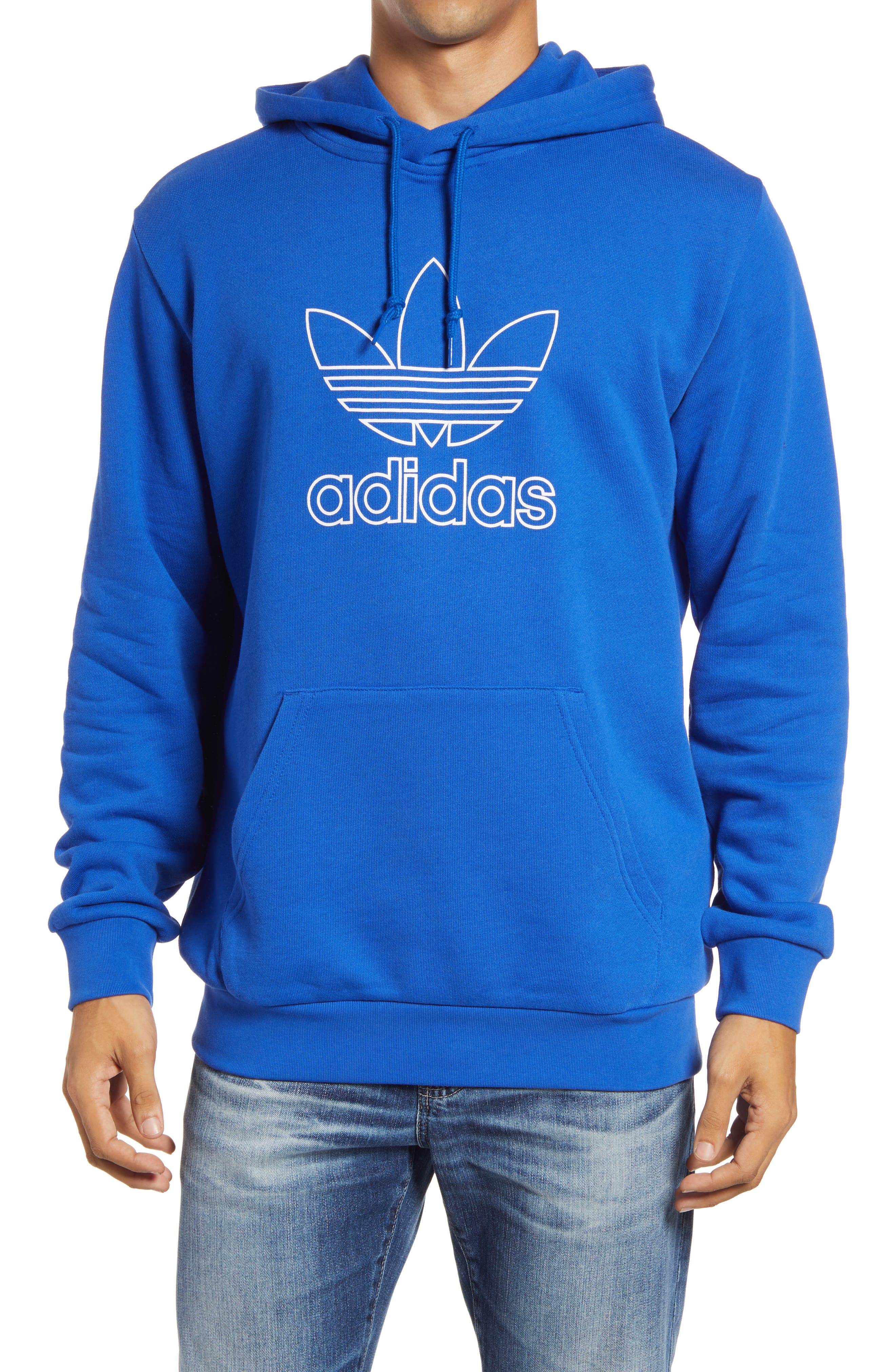 adidas trefoil hoodie royal blue