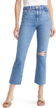 PAIGE Sarah Raw Hem Ankle Straight Leg Jeans