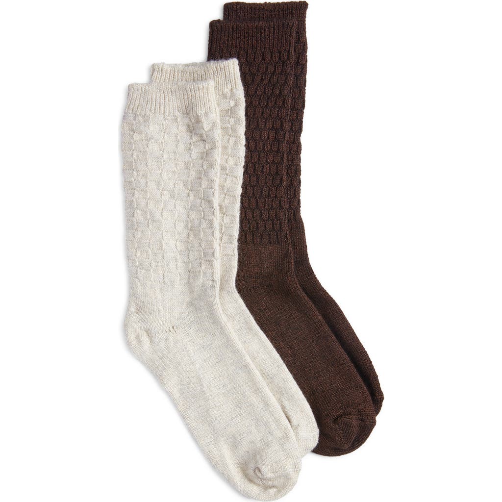 Hue Assorted 2-pack Textured Crew Socks In Oatmeal Pack