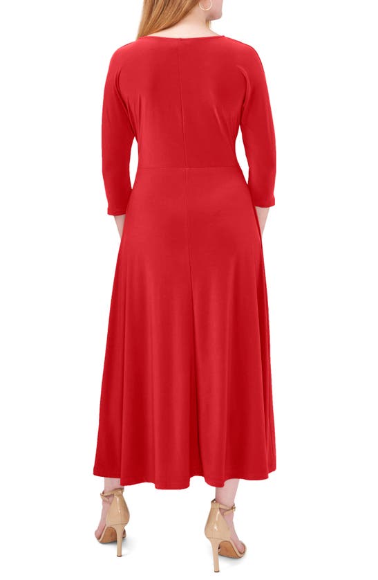 Shop Chaus Tie Waist Jersey Midi Dress In Red