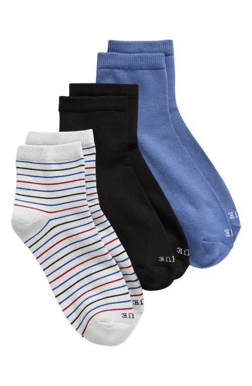 Shop Hue 3-pack Supersoft Crop Socks In Multi Stripe