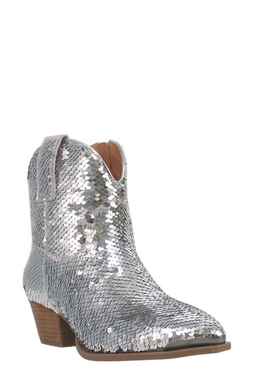 Bling Thing Sequin Western Bootie in Silver