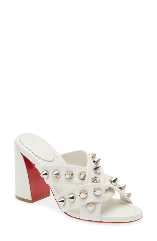 Christian Louboutin Spika Club Block Heel Sandal In Bianco/ Lin Bianco