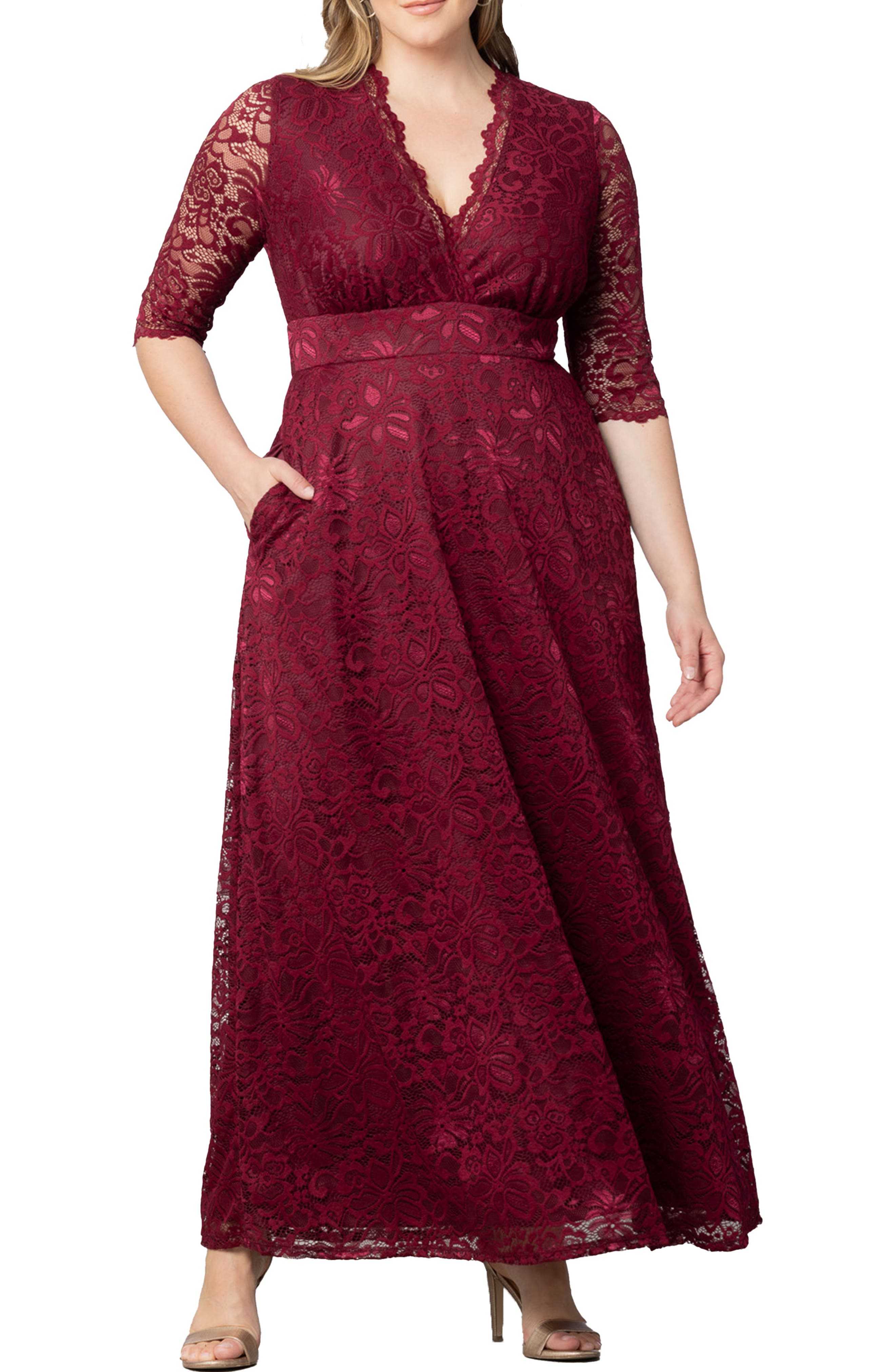 red lace plus size dress