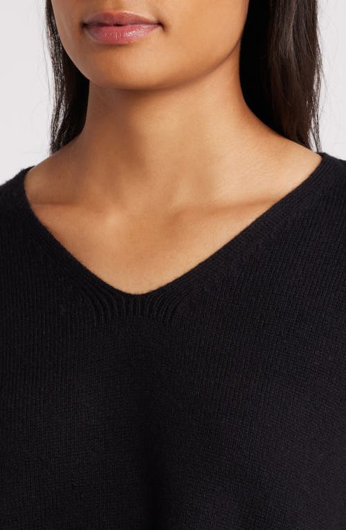 Shop Eileen Fisher V-neck Organic Cotton & Recycled Cashmere Blend Sweater In Black