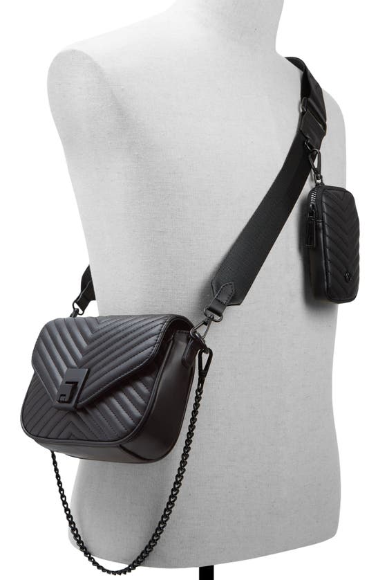 Shop Aldo Unilax Chevron Quilted Faux Leather Crossbody Bag In Black/ Black