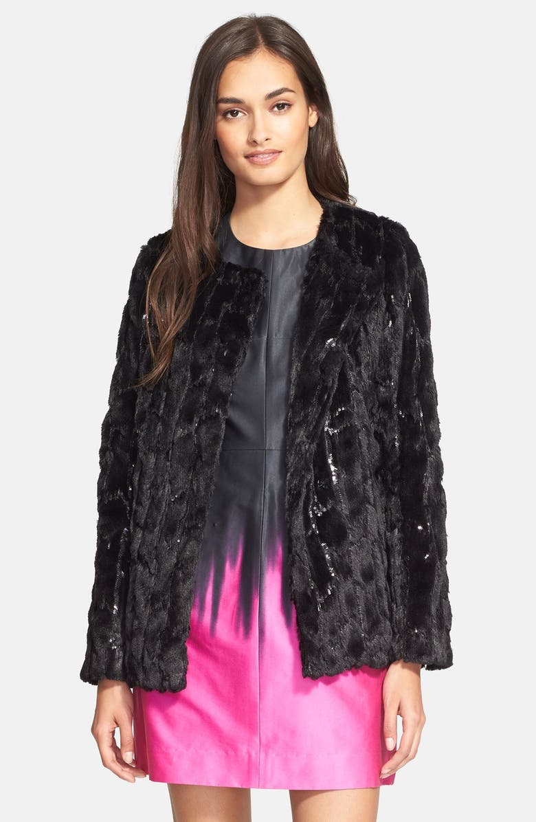 Milly Sequin & Faux Fur Jacket | Nordstrom