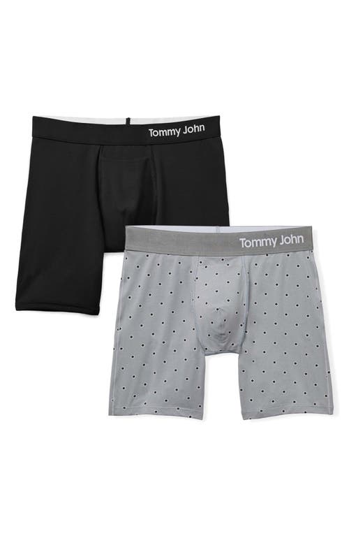 Shop Tommy John 2-pack Cool Cotton 6-inch Boxer Briefs In Jumbo Sky Bud/black