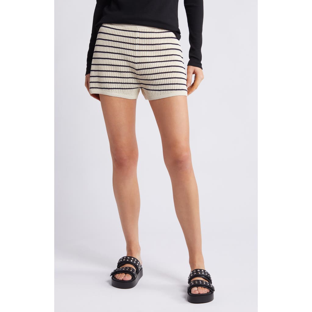 Rag & Bone Viola Stripe Sweater Knit Shorts In Turle Dove Multi