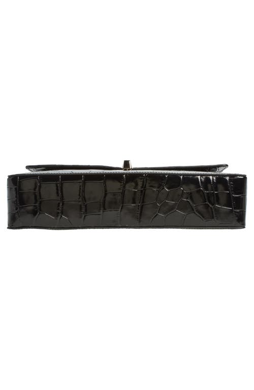 Reformation Gia Shoulder Bag In Black Croc-effect