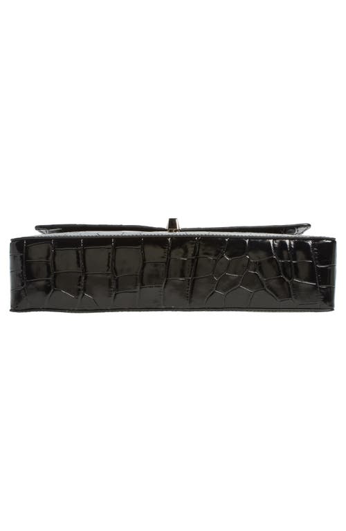 Shop Reformation Gia Croc Embossed Leather Shoulder Bag In Black Croc-effect