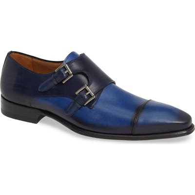 Mezlan Bardem Double Monk Strap Shoe- Blue