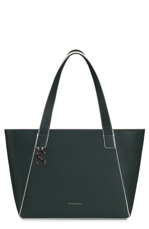Strathberry S Cabas Grainy Leather Tote in Bottle Green Vanilla Edge/st