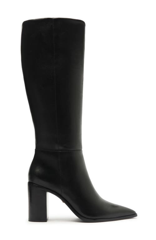 Shop Schutz Mikki Up Block Pointed Toe Knee High Boot In Black