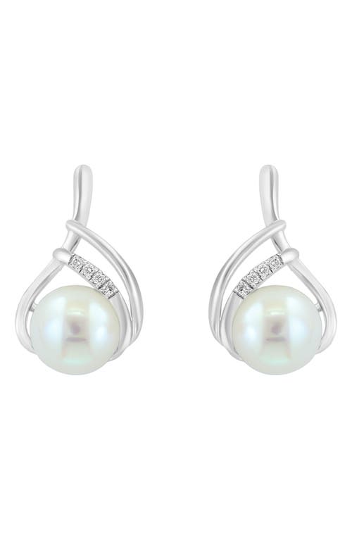 Effy Freshwater Pearl & Diamond Stud Earrings In White