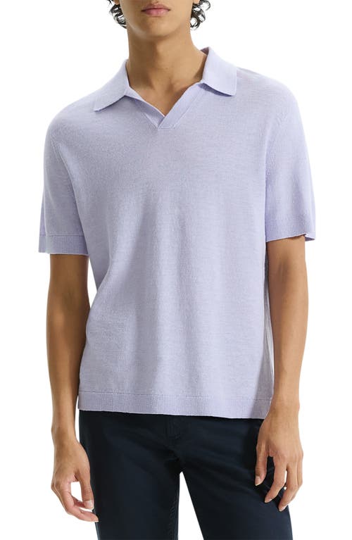 Theory Brenan Linen Blend Polo In Soft Iris - 1qz