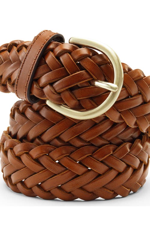 Shop Lands' End Leather Braided Belt In Chestnut