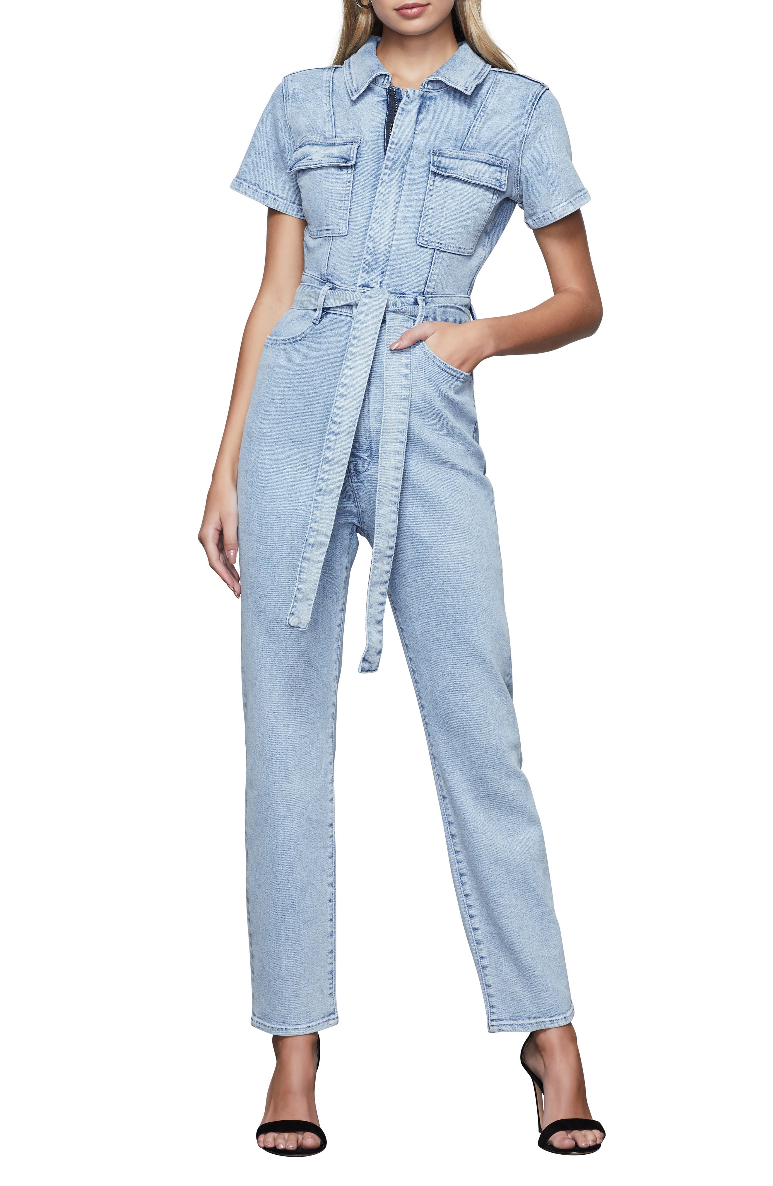 Good American | Fit for Success Belted Denim Jumpsuit | HauteLook