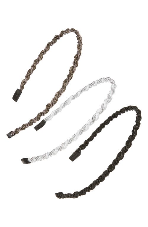 Tasha Assorted 3-Pack Twisted Headbands in Blkwhtgry at Nordstrom