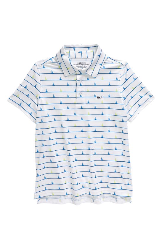 VINEYARD VINES KIDS' SANKATY SAILBOAT STRIPE PERFORMANCE POLO