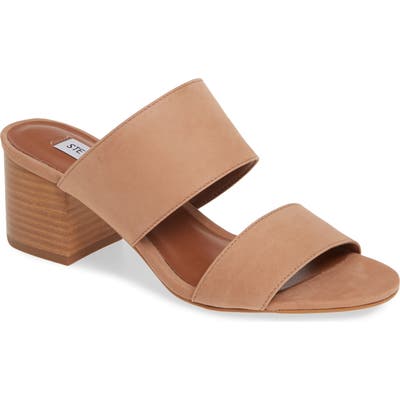 Steve Madden Ilena Block Heel Slide Sandal- Brown
