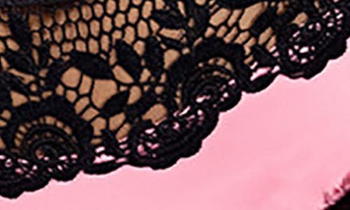 Roma Confidential Embroidery & Satin Underwire Bra & High Waisted Thong In Pink/black