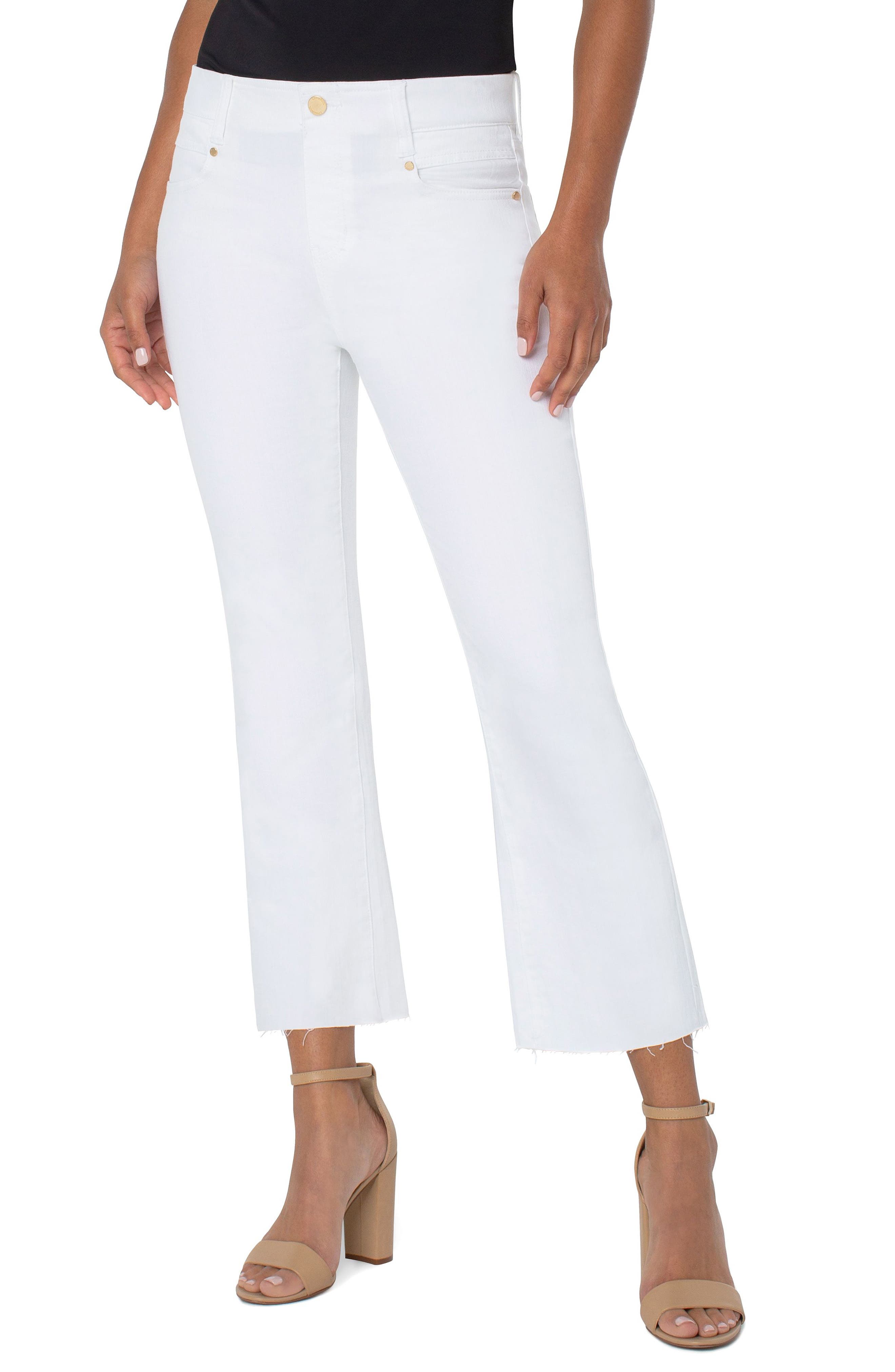 white cropped flare jeans