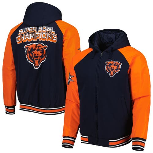 Men's G-III Sports by Carl Banks Navy Chicago Bears Defender Raglan Full-Zip Hoodie Varsity Jacket