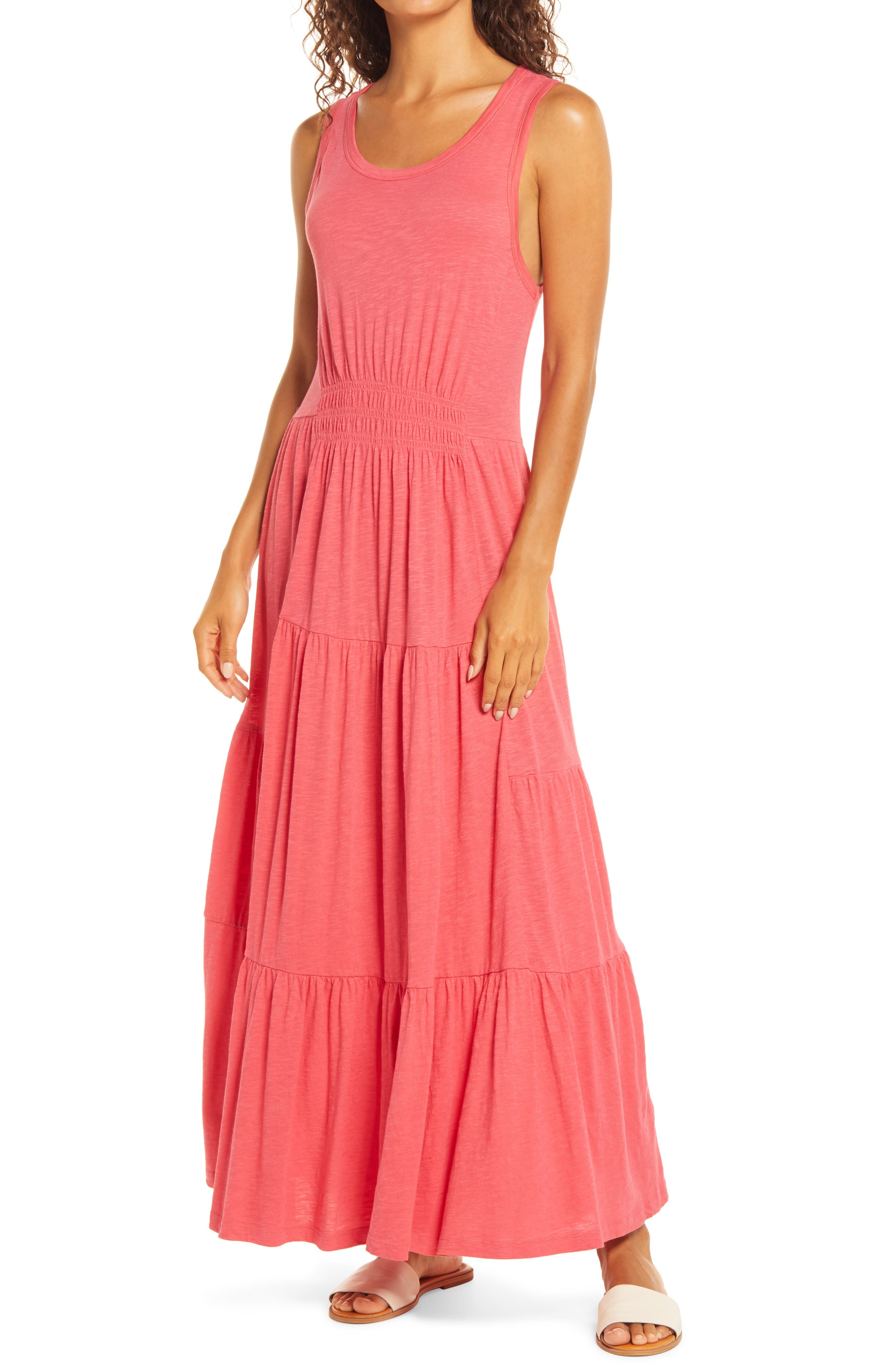 tiered jersey maxi dress