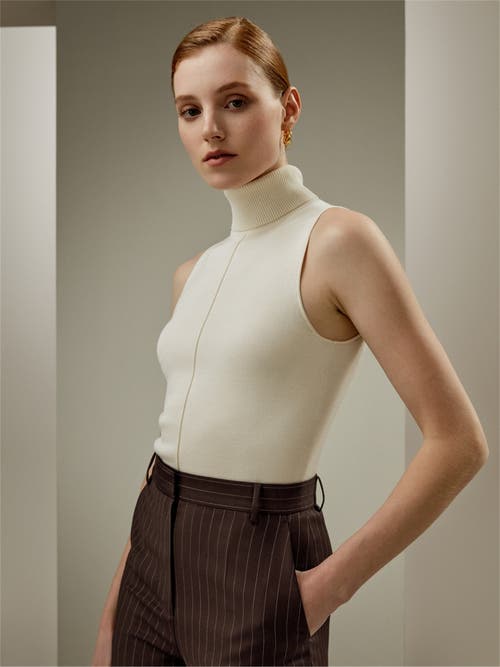 LILYSILK LILYSILK SILK KNITTED TURTLENECK SLEEVELESS TOP 