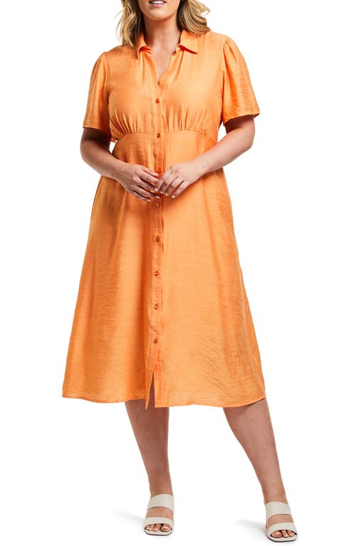 Estelle Ibiza Cotton Blend Shirtdress in Orange
