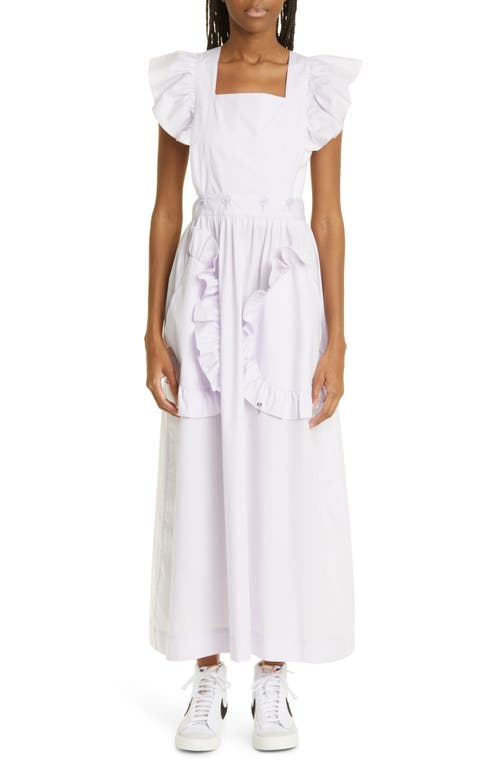 KkCo Lulu Apron Ruffle Cotton Midi Dress in Lilac