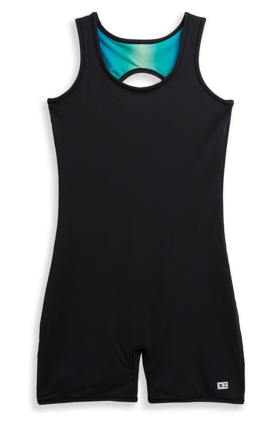 Tomboyx 6-inch Reversible One-piece Rashguard Swimsuit In Melting Rainbow