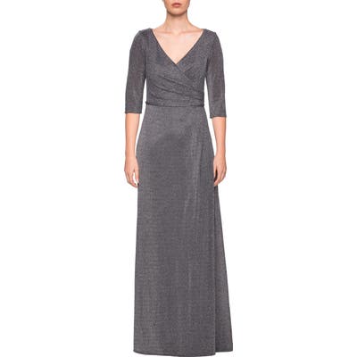 La Femme Sparkle Column Gown, Grey