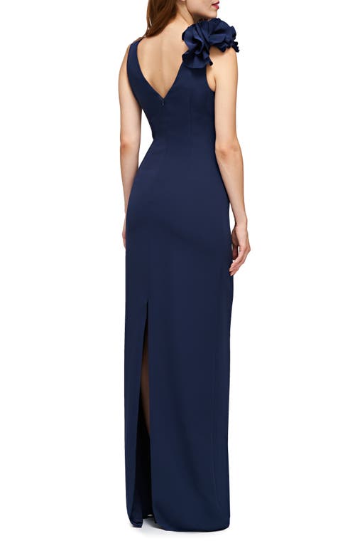 Shop Js Collections Anais Sleeveless Column Gown In Deep Navy