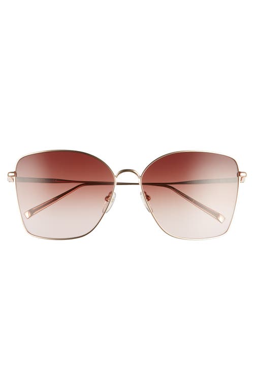 Longchamp Roseau 60mm Gradient Square Sunglasses In Rose Gold/brown