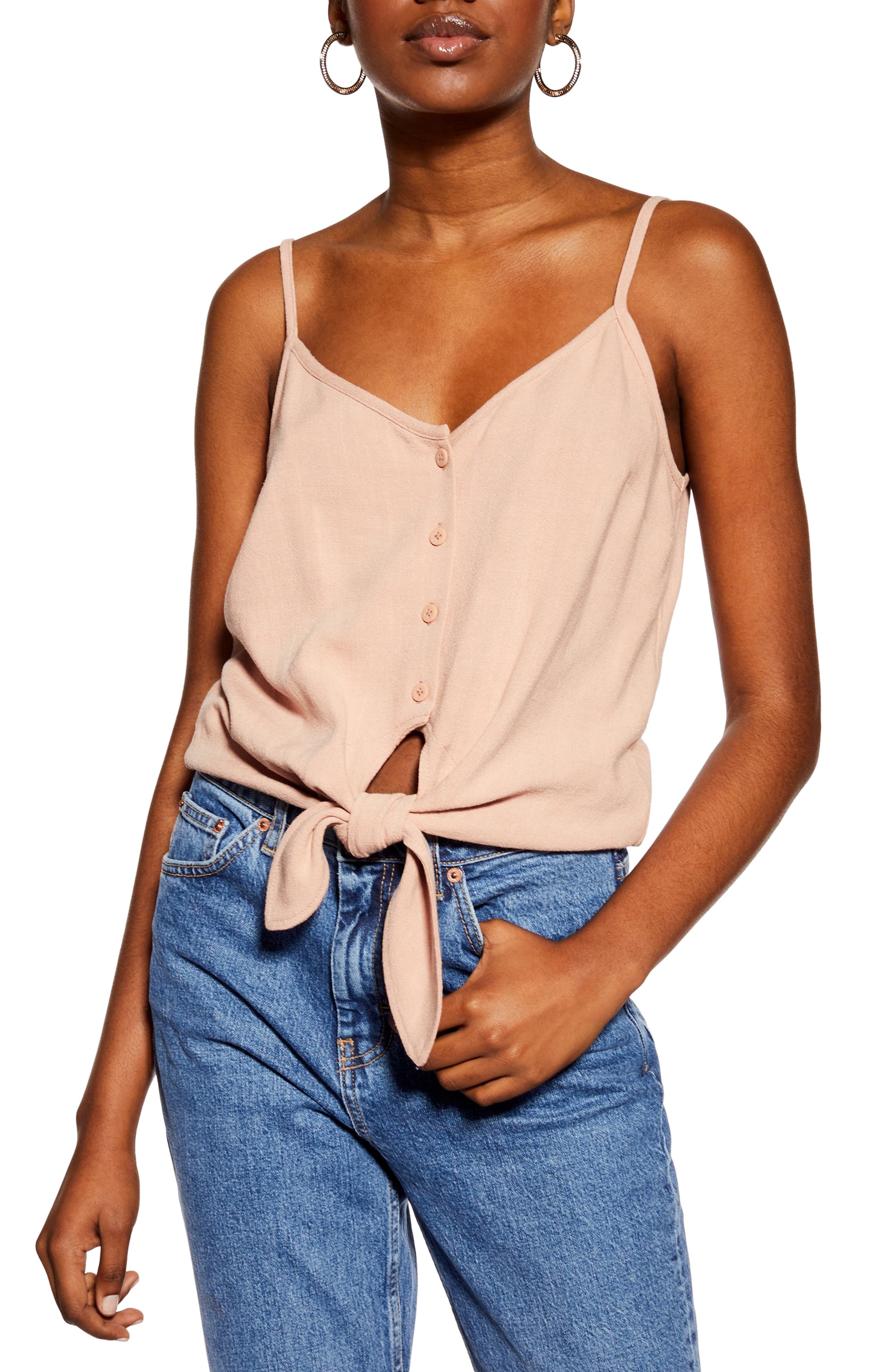 Topshop Polly Tie Front Camisole, US (fits like 0) - Pink