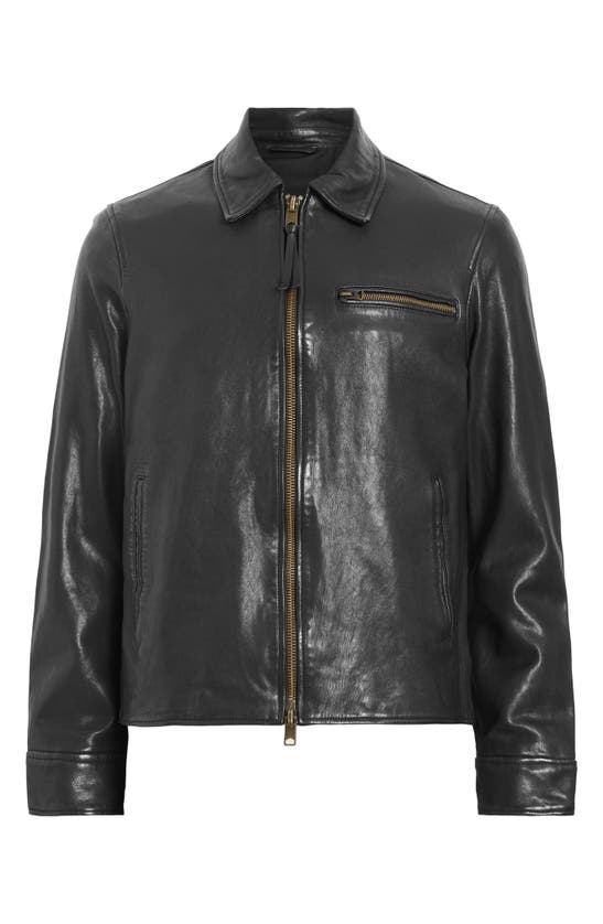 Allsaints Miller Lambskin Leather Biker Jacket In Black