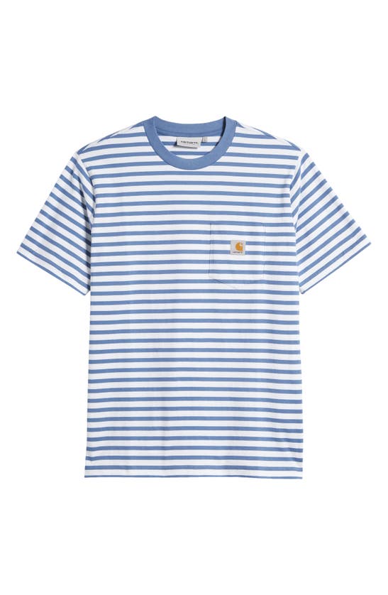 Shop Carhartt Work In Progress Seidler Stripe Logo Pocket T-shirt In Seidler Stripe Sorr