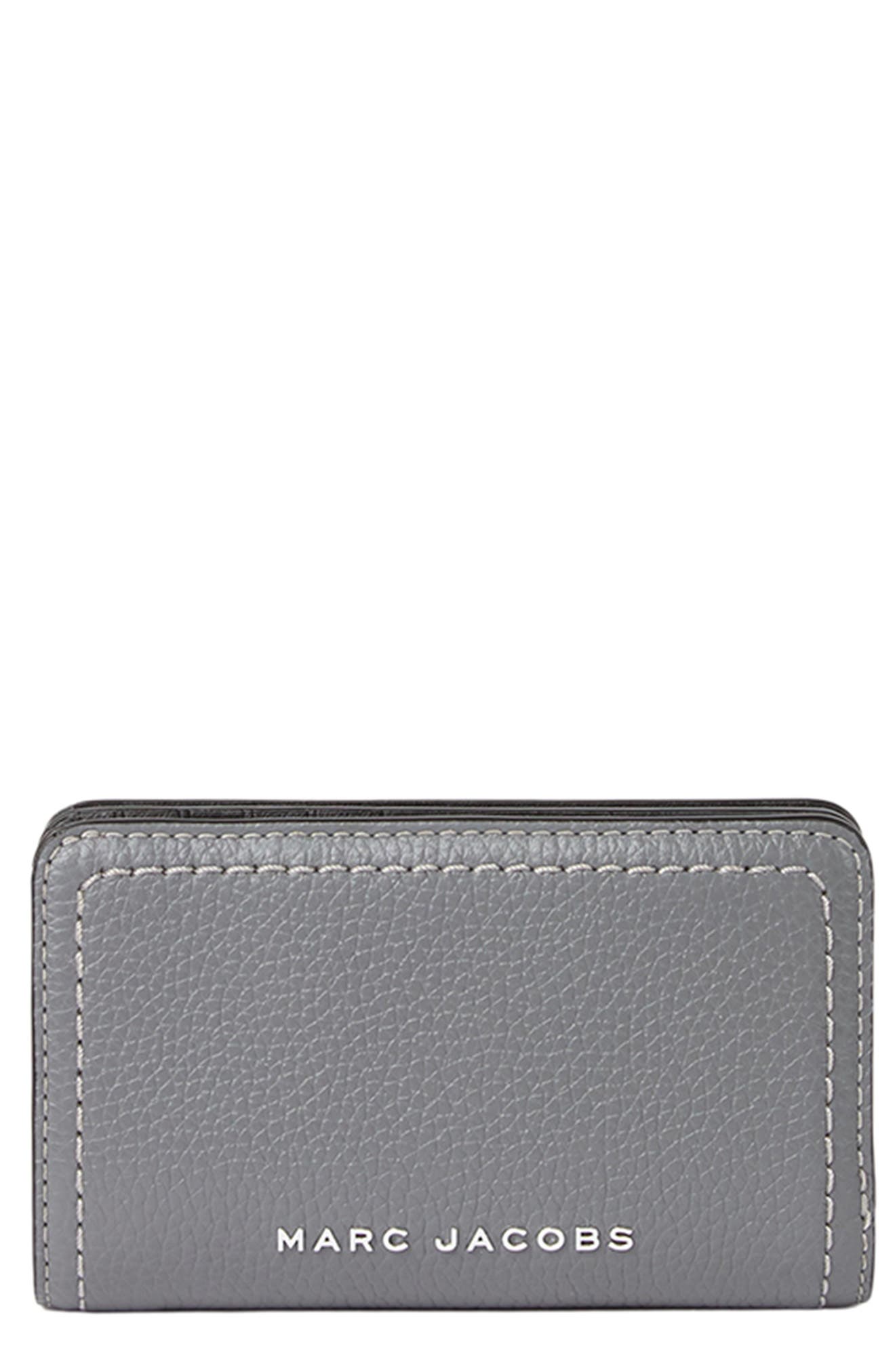 Marc Jacobs Topstitched Compact Zip Wallet In Medium Grey1