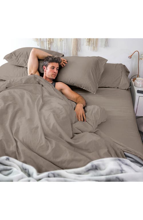 Pillow Guy Soft & Smooth Tencel Duvet Cover 3-piece Set In Sandy Taupe