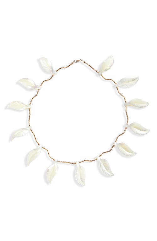Tsuta Ivy Leaf Collar Necklace in Ivory