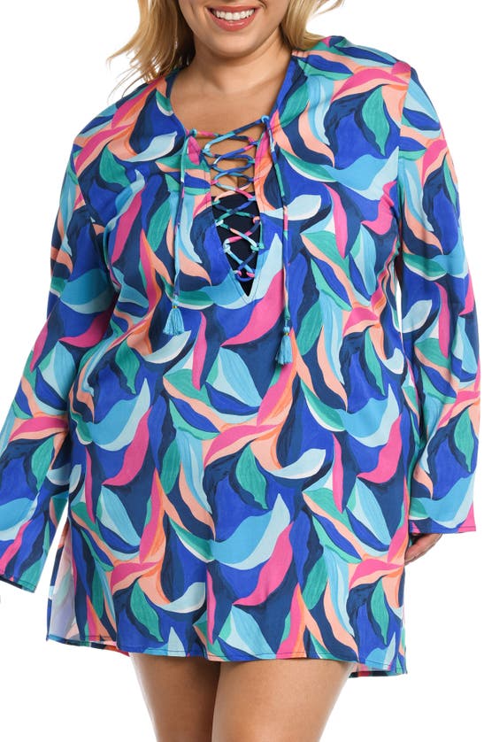 La Blanca Plus Size Painted V-neck Tunic In Multi