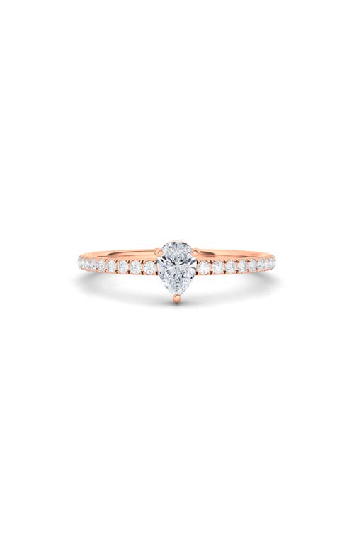 Lab Created Pear Diamond & Pavé 14K Gold Ring in Rose Gold