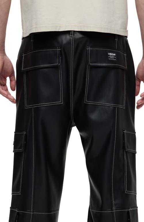 Shop Hudson Jeans Baggy Faux Leather Cargo Pants In Black Sky